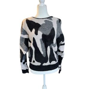 Philosophy Eyelash Camo Jacquard Pullover Sweater Size Large
